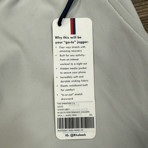 Rhoback Men's Delta Performance Joggers Pants Size 3XL Ghost Gray Pockets NWT - Picture 5 of 9